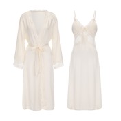 LPLT6319100113 網紗睡衣深V加胸墊吊帶睡裙絲滑外袍家居服套裝