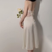 LPLT6319100113 網紗睡衣深V加胸墊吊帶睡裙絲滑外袍家居服套裝