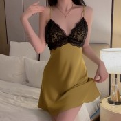 LPLT6319100115 聚攏加胸墊內衣純欲甜美大碼慵懶風吊帶睡裙家居誘惑套裝