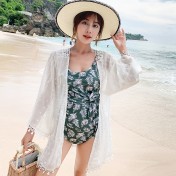 LWBC6326100046 蕾絲雪紡衫流蘇開衫外搭 度假民族風波西米亞沙灘防曬衣女