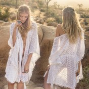 LWBC6326100047 泳衣外搭開衫比基尼罩衫沙灘外套鏤空綁帶防曬衣女海邊度假裝溫泉