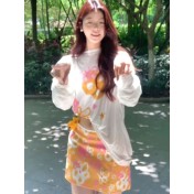 HSPN6406100002 夏日橙橙色印花顯瘦性感比基尼四件套度假海島超出片