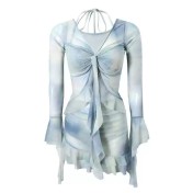 HSPN64061100004 分體泳衣女2026年新款長袖顯瘦遮肚泡溫泉高級感裙式比基尼四件套 