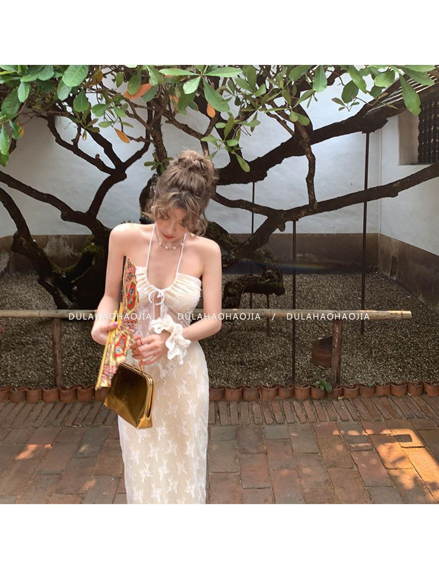 HSPN6415100002 新款海島度假風辣妹蕾絲抹胸比基尼女夏性感包臀沙灘裙三件套