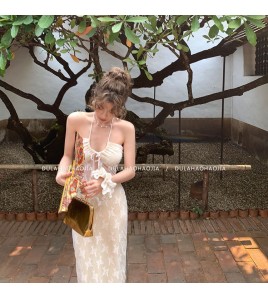 HSPN6415100002 新款海島度假風辣妹蕾絲抹胸比基尼女夏性感包臀沙灘裙三件套