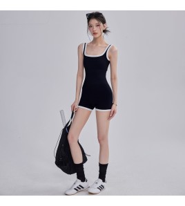 HSPN6415100003 游泳衣女帶胸墊連體平角褲專業運動顯瘦無袖保守學生游泳館訓練夏