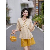 FCTP6416001 碎花襯衫女裝寬鬆百搭休閒洋氣獨特超好看看