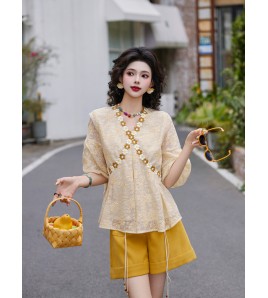 FCTP6416001 碎花襯衫女裝寬鬆百搭休閒洋氣獨特超好看