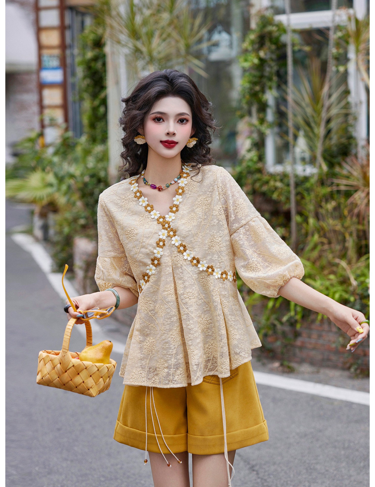 FCTP6416001 碎花襯衫女裝寬鬆百搭休閒洋氣獨特超好看看