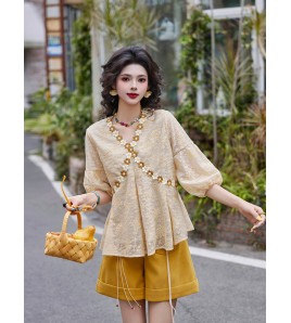 FCTP6416001 碎花襯衫女裝寬鬆百搭休閒洋氣獨特超好看