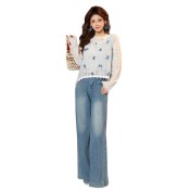 FCTP6416A100001 真兩件無袖馬甲女春夏季鏤空上衣背心