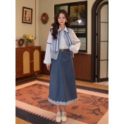 FCTP6416A100006 復古設計感飄帶翻領長袖襯衫女2026早春新款小眾設計感上衣潮