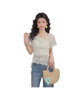 FCTP6416A100008 不規則長袖上衣女春夏季設計感上衣T恤