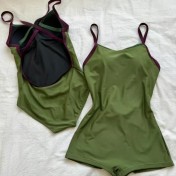 HCOM6417100001 苔蘚綠競速游泳館專用保守新款高級感修身連體平角游泳裝