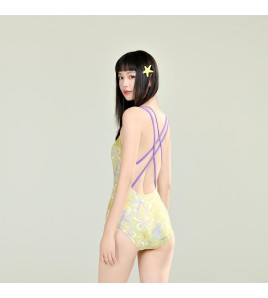 HCOM6417100002 小清新蝴蝶結泳衣女連體三角競速游泳館