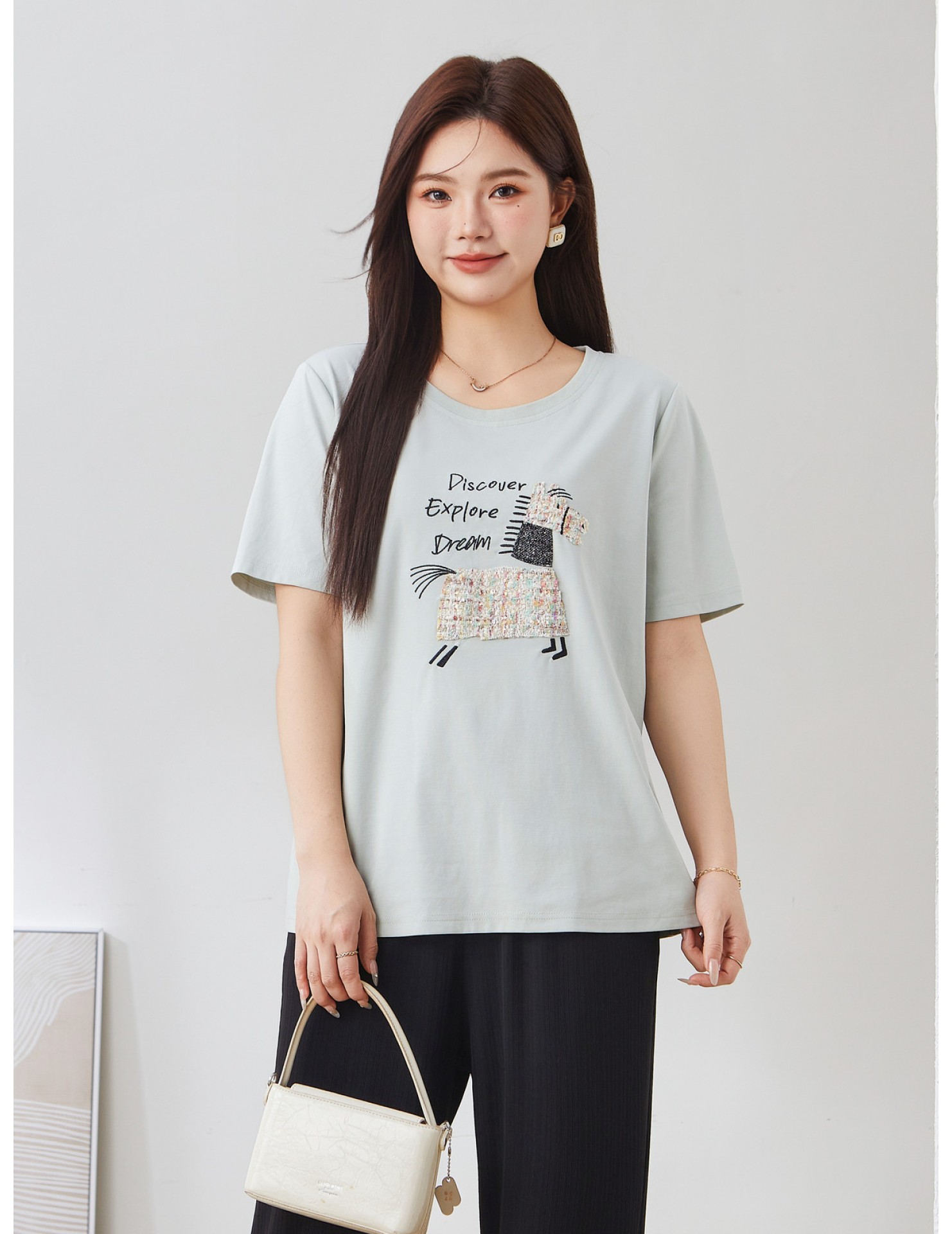 FCTP6420001 重工刺繡個性上衣胖mm寬鬆顯瘦透氣薄款t卹