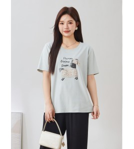 FCTP6420001 重工刺繡個性上衣胖mm寬鬆顯瘦透氣薄款t卹