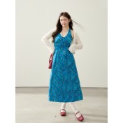 FCCB6421001 大碼顯瘦碎花洋裝海邊度假風夏日漂亮掛脖裙