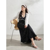 FCCB6421002 大碼法式顯瘦蕾絲花邊碎花裙掛脖連衣閨蜜裙