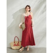 FCCB6421003 大碼碎花吊帶裙開襟衫套裝法式度假風遮肚顯瘦海邊出遊