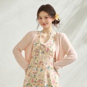 FCCB6421004 瘦浪漫度假掛脖v領碎花度假連身裙套裝