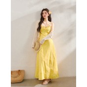 FCCB6421005  鏤空針織上衣度假風海邊碎花洋裝夏