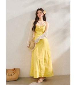 FCCB6421005  鏤空針織上衣度假風海邊碎花洋裝夏