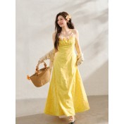 FCCB6421005  鏤空針織上衣度假風海邊碎花洋裝夏