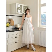 FCCB6421008 春季新款大碼女裝顯瘦洋裝清純溫柔風白色吊帶裙