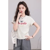 FCPS6423002 慵懶小鯊短袖t卹2026夏新款時尚美式復古印花圓領上衣女