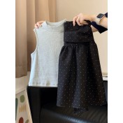 FCSE6424001 2026韓系修身背心上衣波點半身裙女兩件套百搭休閒時尚穿搭
