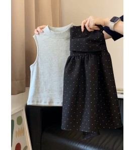 FCSE6424001 2026韓系修身背心上衣波點半身裙女兩件套百搭休閒時尚穿搭