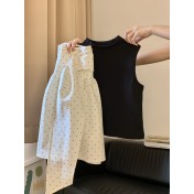 FCSE6424001 2026韓系修身背心上衣波點半身裙女兩件套百搭休閒時尚穿搭