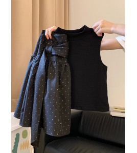 FCSE6424001 2026韓系修身背心上衣波點半身裙女兩件套百搭休閒時尚穿搭