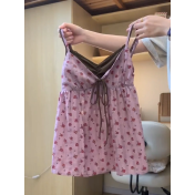 FCSE6424002 2026春休閒風減齡顯瘦碎花吊帶波點半身裙兩件女修身百搭套裝