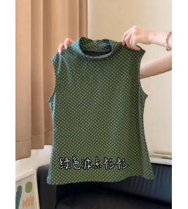 FCSE6424004 2026春綠色波點上衣不規則半身裙兩件女顯瘦百搭修身氣質套裝