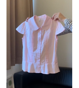 FCSE6424006 2026春款溫柔韓系風波點半身裙短袖套裝女修身上衣顯瘦兩套