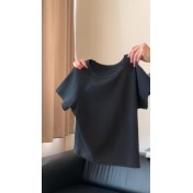 FCSE6424008 黑色短袖t卹碎花半身裙長裙兩件套裝女夏季洋氣氣質減齡