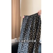FCSE6424008 黑色短袖t卹碎花半身裙長裙兩件套裝女夏季洋氣氣質減齡