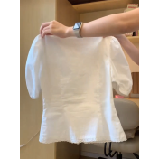 FCSE6424009 2026韓系甜美風泡泡袖襯衫波點半身裙套裝女夏季收腰顯瘦兩件套