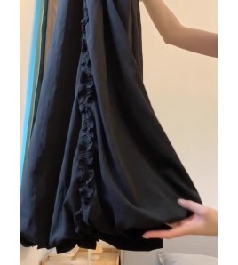 FCSE6424010 清純系夏日穿搭套裝女鏤空花邊吊帶背心高腰蓬蓬花苞半身裙兩件套