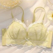WLBE6512001 內衣女性感蕾絲無鋼圈胸罩薄款透氣微聚攏防下垂胸罩