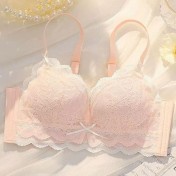 WLBE6512001 內衣女性感蕾絲無鋼圈胸罩薄款透氣微聚攏防下垂胸罩