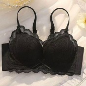 WLBE6512001 內衣女性感蕾絲無鋼圈胸罩薄款透氣微聚攏防下垂胸罩