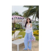 HSPN6610001 韓系慵懶風分體泳衣女長袖長褲防曬大尺碼保守寬鬆度假風四件套泳裝