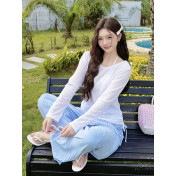 HSPN6610001 韓系慵懶風分體泳衣女長袖長褲防曬大尺碼保守寬鬆度假風四件套泳裝