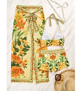 HSPN6624002 New Sexy Printed Bikini Beach Set (Three-Piece Swimsuit)
