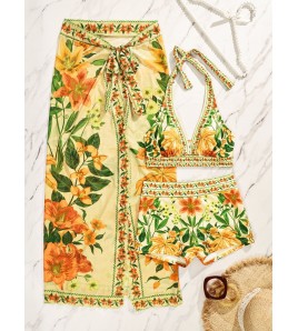 HSPN6624002 New Sexy Printed Bikini Beach Set (Three-Piece Swimsuit)