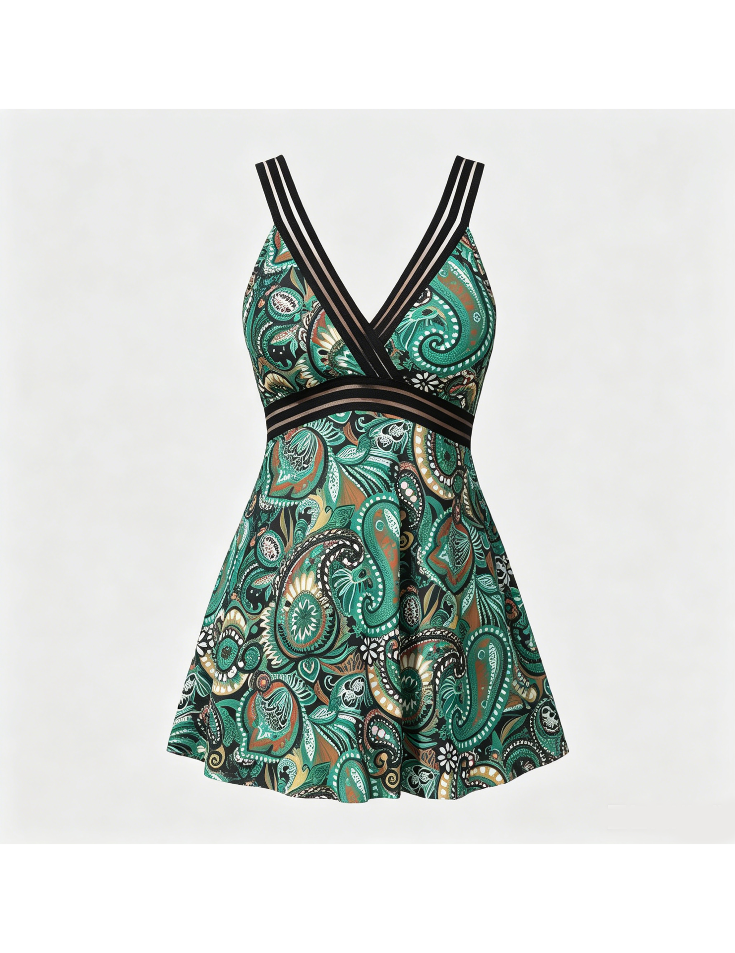 LYXN661701 High-waisted, conservative, slimming, cutout two-piece swimsuit