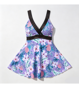 LYXN661701 High-waisted, conservative, slimming, cutout two-piece swimsuit